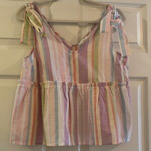 Blu Pepper Pastel Striped Sleeveless Blouse